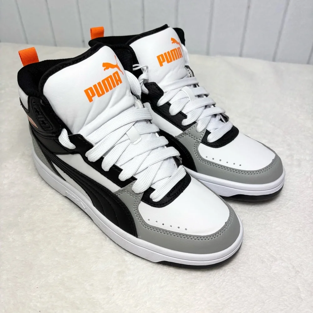 Puma High-Top Sneakers in Black, White, and Gray Size 4.5 - Picture 2 of 10